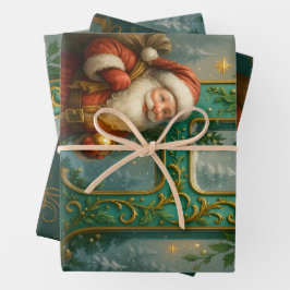 Goldenes Initial H mit Weihnachtsmann und Krone Inpakpapier Vel