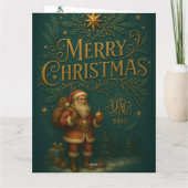 Goldenes Initial H mit Weihnachtsmann und Krone Kaart (Achterkant)