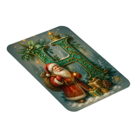  Goldenes Initial H  mit Weihnachtsmann und Krone  Magneet (Rechterzijde)