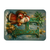  Goldenes Initial H  mit Weihnachtsmann und Krone  Magneet (Horizontaal)