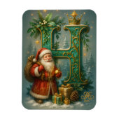  Goldenes Initial H  mit Weihnachtsmann und Krone  Magneet (Verticaal)