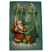  Goldenes Initial H  mit Weihnachtsmann und Krone  Medium Cadeauzakje (Voorkant)