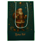  Goldenes Initial H  mit Weihnachtsmann und Krone  Medium Cadeauzakje (Achterkant)