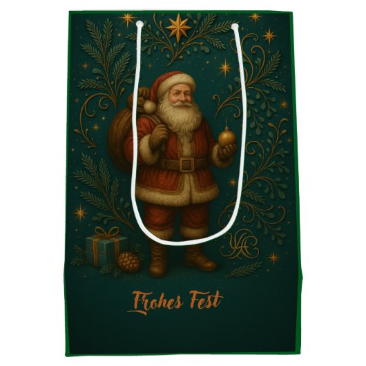  Goldenes Initial H  mit Weihnachtsmann und Krone  Medium Cadeauzakje (Achterkant)