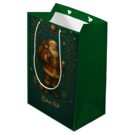 Goldenes Initial H mit Weihnachtsmann und Krone Medium Cadeauzakje