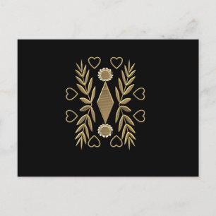 Goldenes Ornament auf schwarzen Hintergrund Briefkaart