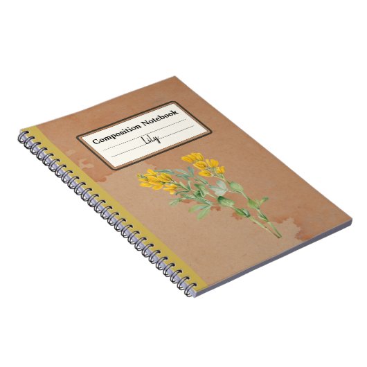 Goldenpea bloem gepersonaliseerde compositie notitieboek (Rechterzijde)