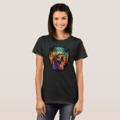 Goldenretriever Sunset with Palmtrees Beach Summer T-shirt (Voorkant volledig)