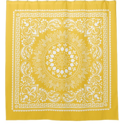 Goldenrod Bandana Pattern-4 Douchegordijn (Voorkant)