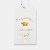 Goldenrod Chic Uw reis begint nu Afstuderen Cadeaulabel (Voorkant)