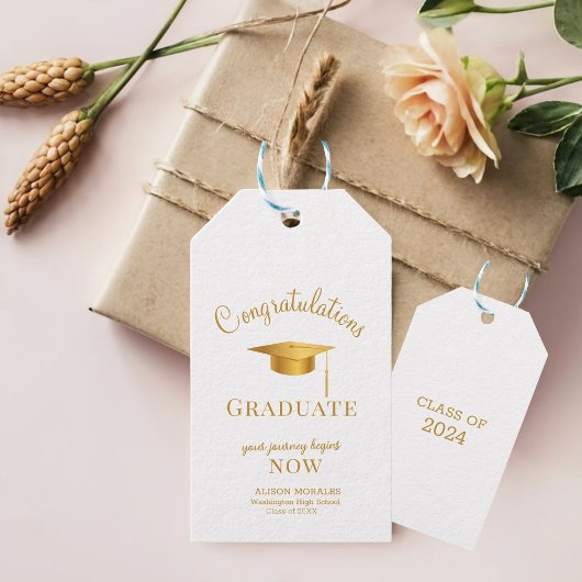 Goldenrod Chic Uw reis begint nu Afstuderen Cadeaulabel