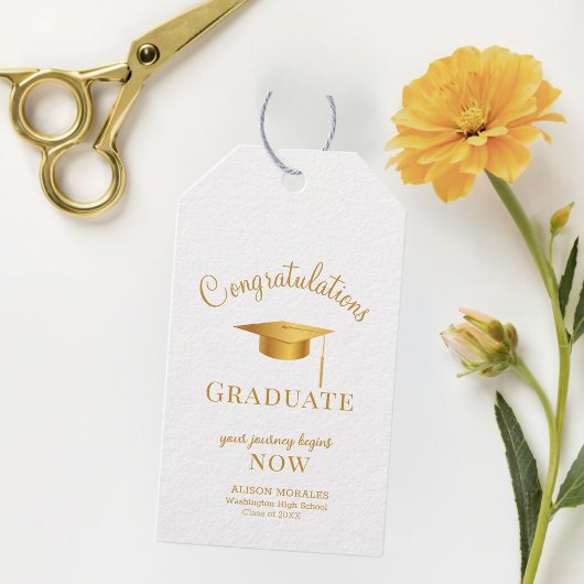 Goldenrod Chic Uw reis begint nu Afstuderen Cadeaulabel