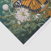 Goldenrod Dahlia Monarch Medallion op Rich Green Tissuepapier (Detail)