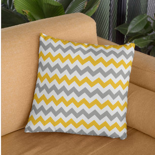 Goldenrod en Gray Chevron Pillow Kussen