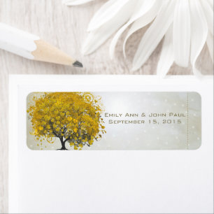 Goldenrod Heart Leaf Tree met sterren Save the Dat Etiket