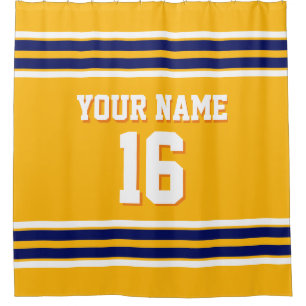 Goldenrod met Navy White Stripes Sport Jersey Douchegordijn