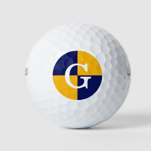 Goldenrod Navy Blue LG Checker Monogram Golfballen (Voorkant)