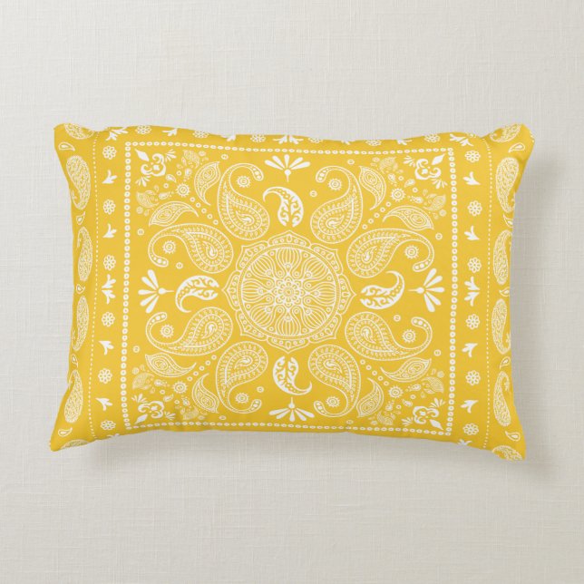 Goldenrod Paisley Design-1 accent kussen (Achterkant)