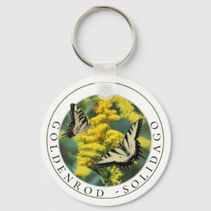 Goldenrod Solidago en Tiger Swallowtail Butterfly Sleutelhanger