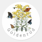Goldenrod Solidago Wildflower en Pollinators Ronde Sticker (Voorkant)
