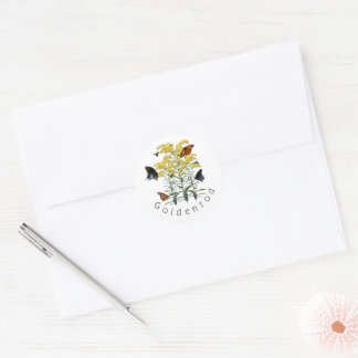 Goldenrod Solidago Wildflower en Pollinators Ronde Sticker