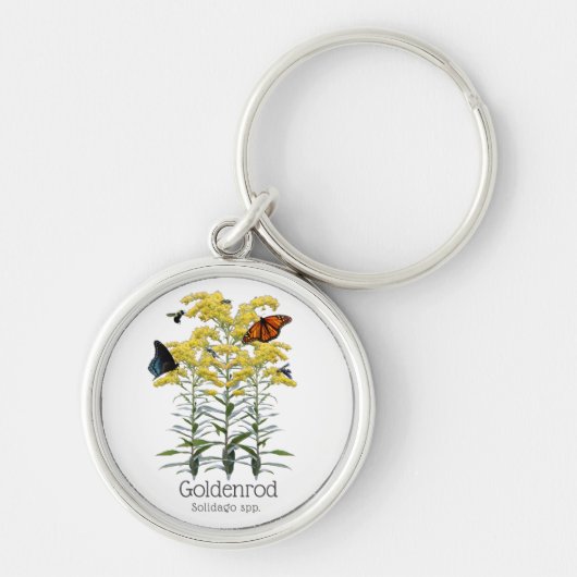 Goldenrod Solidago Wildflower en Pollinators Sleutelhanger (Voorkant)