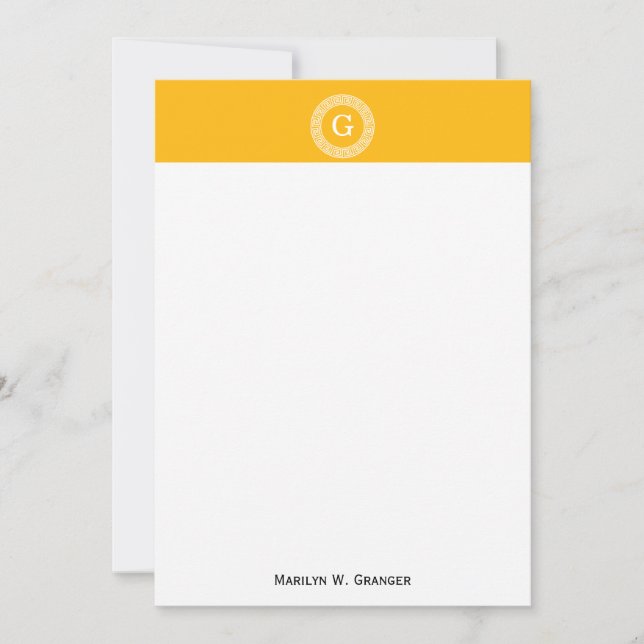 Goldenrod Wat Grieks Sleutel RND Lijst Initiaal Mo (Voorkant)