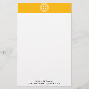 Goldenrod Wat Grieks Sleutel RND Lijst Initiaal Mo Briefpapier