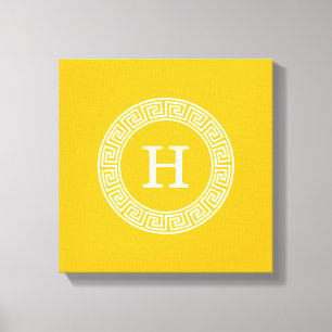Goldenrod Wat Grieks Sleutel RND Lijst Initiaal Mo Canvas Afdruk