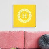 Goldenrod Wat Grieks Sleutel RND Lijst Initiaal Mo Canvas Afdruk (Insitu (Woonkamer))