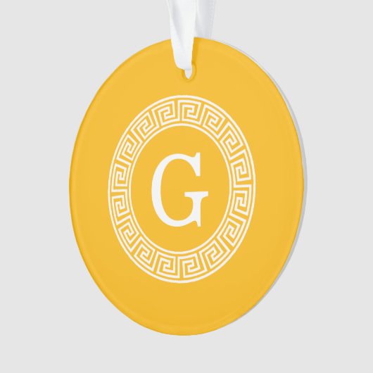 Goldenrod Wat Grieks Sleutel RND Lijst Initiaal Mo Ornament (voorkant)