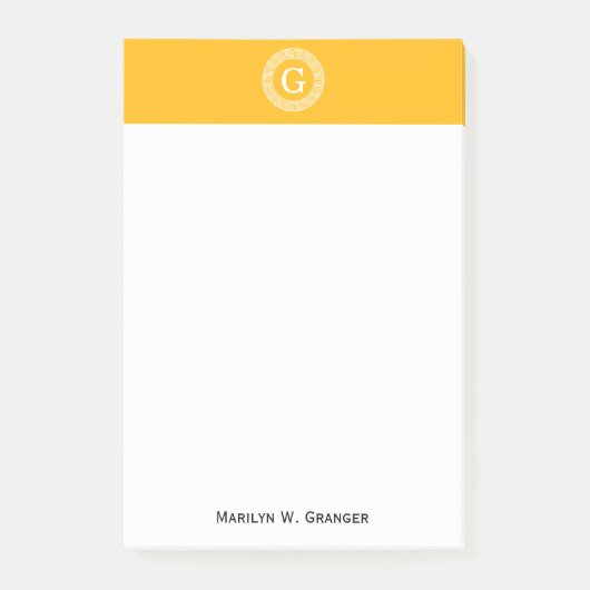 Goldenrod Wat Grieks Sleutel RND Lijst Initiaal Mo Post-it® Notes (Voorkant)