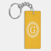 Goldenrod Wat Grieks Sleutel RND Lijst Initiaal Mo Sleutelhanger (Voorkant Links)