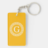 Goldenrod Wat Grieks Sleutel RND Lijst Initiaal Mo Sleutelhanger (achterkant)