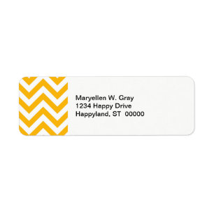 Goldenrod White Large Chevron ZigZag Pattern Etiket