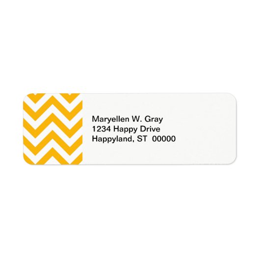 Goldenrod White Large Chevron ZigZag Pattern Etiket (Voorkant)