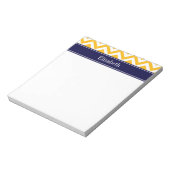 Goldenrod White LG Chevron Navy Blue Name Monogram Notitieblok (Linkerzijde)