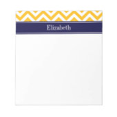 Goldenrod White LG Chevron Navy Blue Name Monogram Notitieblok (Voorkant)