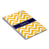 Goldenrod White LG Chevron Navy Blue Name Monogram Notitieboek (Rechterzijde)
