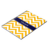 Goldenrod White LG Chevron Navy Blue Name Monogram Notitieboek (Linkerzijde)