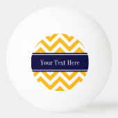 Goldenrod White LG Chevron Navy Blue Name Monogram Pingpongbal (Voorkant)