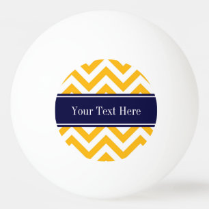 Goldenrod White LG Chevron Navy Blue Name Monogram Pingpongbal