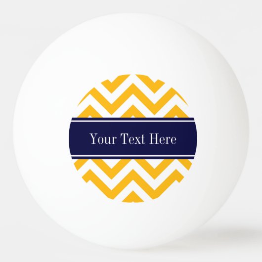 Goldenrod White LG Chevron Navy Blue Name Monogram Pingpongbal (Achterkant)