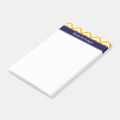 Goldenrod White LG Chevron Navy Blue Name Monogram Post-it® Notes (Schuin)