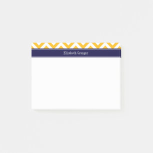 Goldenrod White LG Chevron Navy Blue Name Monogram Post-it® Notes