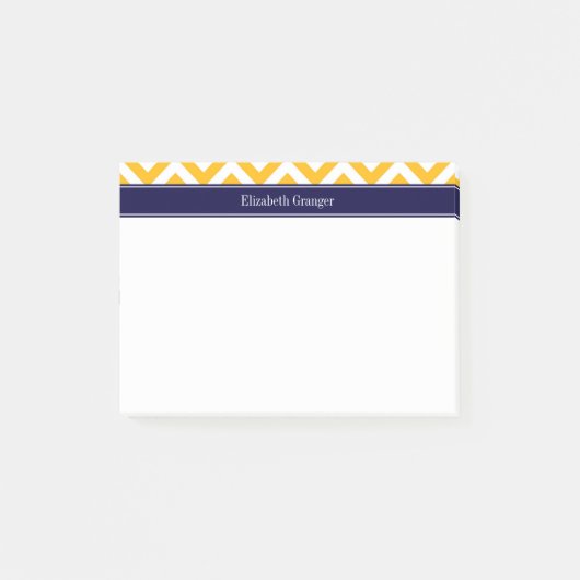 Goldenrod White LG Chevron Navy Blue Name Monogram Post-it® Notes (Voorkant)