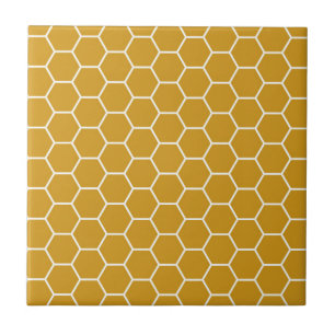 Goldenrod Yellow Geometric Honeycomb Hexagon Patte Tegeltje