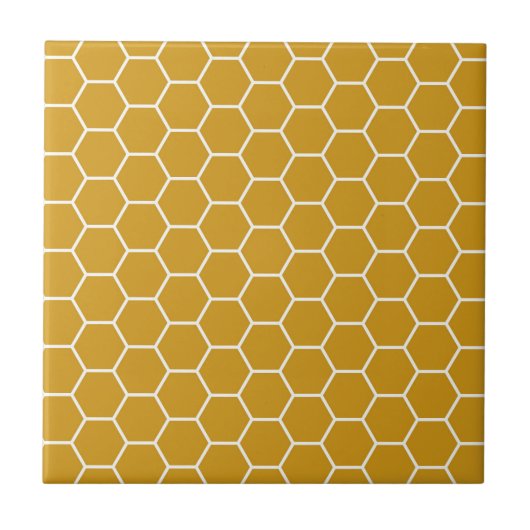 Goldenrod Yellow Geometric Honeycomb Hexagon Patte Tegeltje (Voorkant)