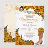 Goldenrod Yellow Roses Charra Cowgirl Quinceañera Kaart (Voorkant / Achterkant)