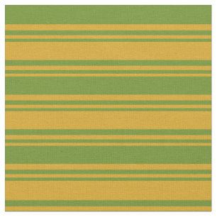 Goldenrode en Groen Gekleurd Lint/Striped Patroon Stof